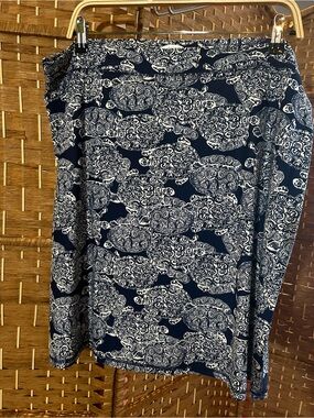 Southwind Apparel Turtle Print Stretch Skirt Navy White Coastal XL USA